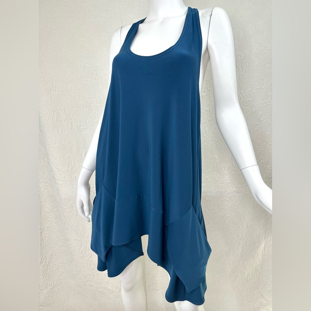 Sympli Racer Back Teal Sleeveless Tunic Length Smock